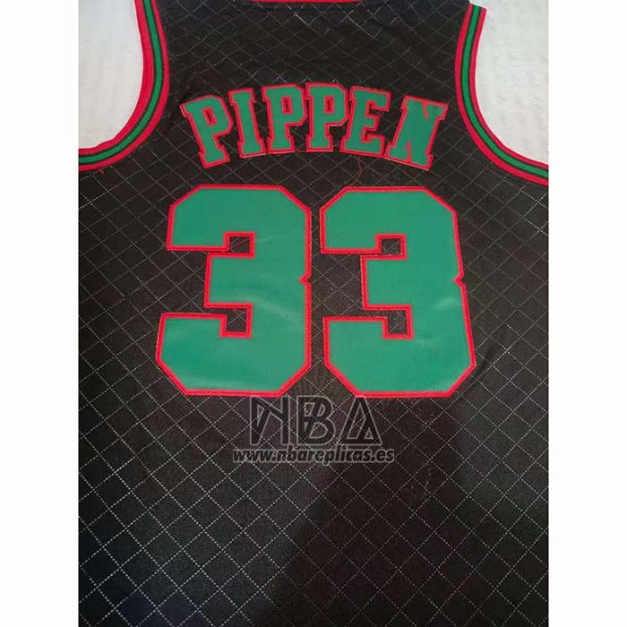 Camiseta Chicago Bulls Scottie Pippen NO 33 Mitchell & Ness 1997-98 Negro